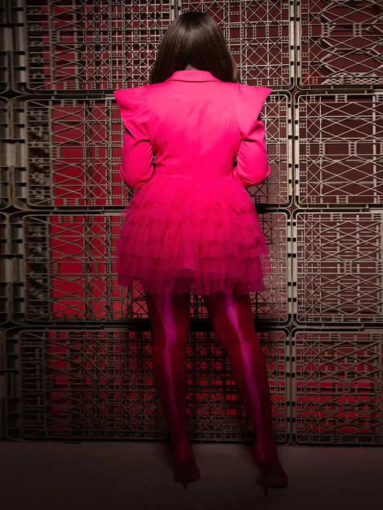 women Elegant and chic dress long sleeve spring female fashion dress mash blazer dress wholesale dropshipping