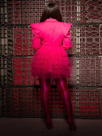 women Elegant and chic dress long sleeve spring female fashion dress mash blazer dress wholesale dropshipping