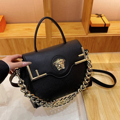 Premium Retro Messenger Bag Women - Textured Leather Shopper with Custom Paris Letter Logo & Versatile Crossbody Strap Design