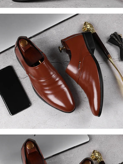 Zapatos Spring Men Leather Shoe Carved Business Formal Dress British Style Large Size Men Shoe Hollowed Out Perforated Men Shoes