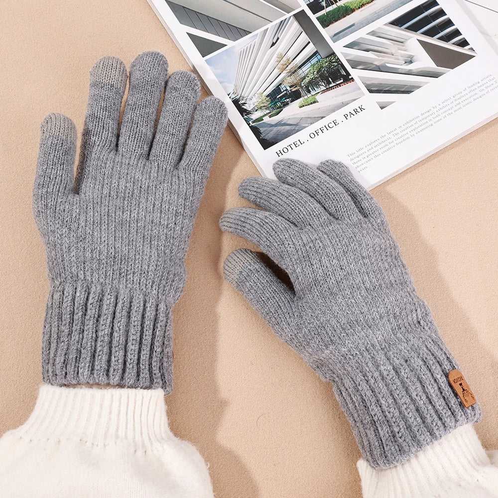 Men's Warm Gloves Winter Plush Thick Insulation Gloves For Men Women Screen Anti Slip Wind Cold Resistant Mittens Warm Gifts