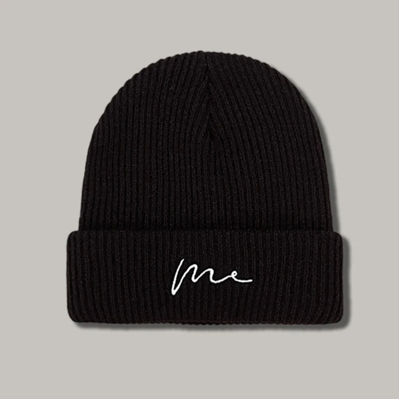Rimiut Funny Letter Knitted Men Women Beanies Black & White Autumn Winter Hip hop hats Thick Warm Beanie Caps for adult