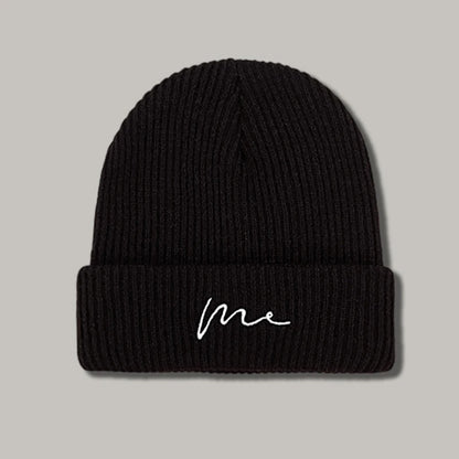 Rimiut Funny Letter Knitted Men Women Beanies Black & White Autumn Winter Hip hop hats Thick Warm Beanie Caps for adult