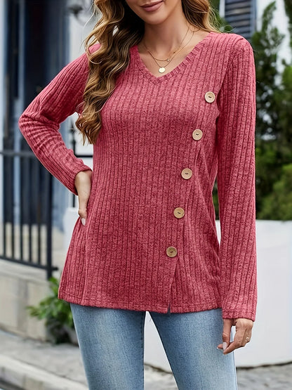 Sweaters for Women Dressy Long Sleeve Tunic Tops Casual Side Split V Neck Shirts Work Office Blouses 2025 Fall Outfits