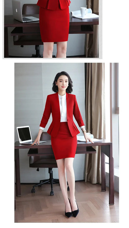 Elegant Red Western-style Suit Jacket For Women Fashionable Professional Attire For Hosting Events Job Interviews