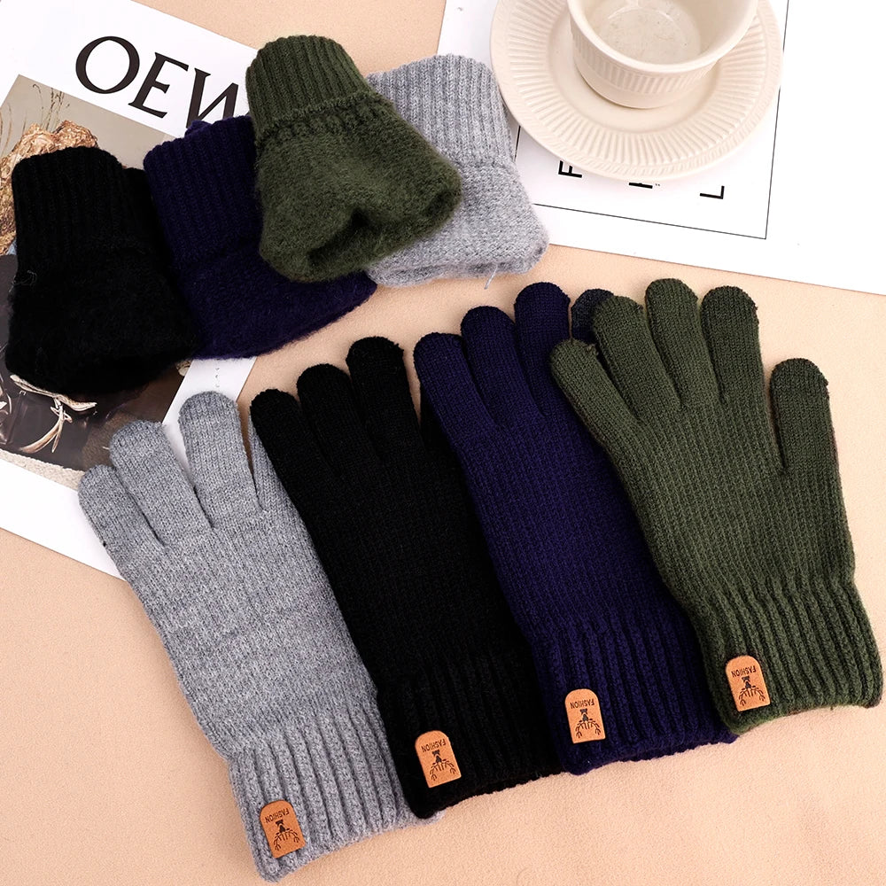 Men's Warm Gloves Winter Plush Thick Insulation Gloves For Men Women Screen Anti Slip Wind Cold Resistant Mittens Warm Gifts