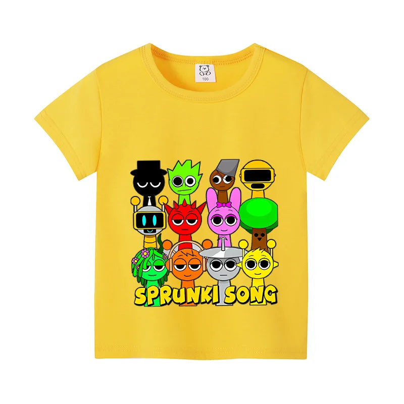 Sprunki Kids T-shirt Summer Children Incredibox Game Cotton Short Sleeve Top Boy Anime Fashion Cute Tee Girl Casual Clothes Gift