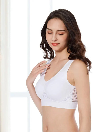 Seamless Mesh Women Sports Bras Fitness Gym Running Underwear Shockproof Bra Wireless 6XL Plus Size Crop Top Breathable Yoga Bra