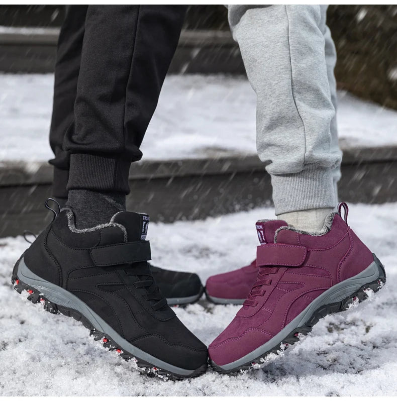 Warm Men Women Winter Boots With Fur Size 35-45 Snow Boots For Unisex Fashion Outdoor Sneakers Women Men Ankle Boots