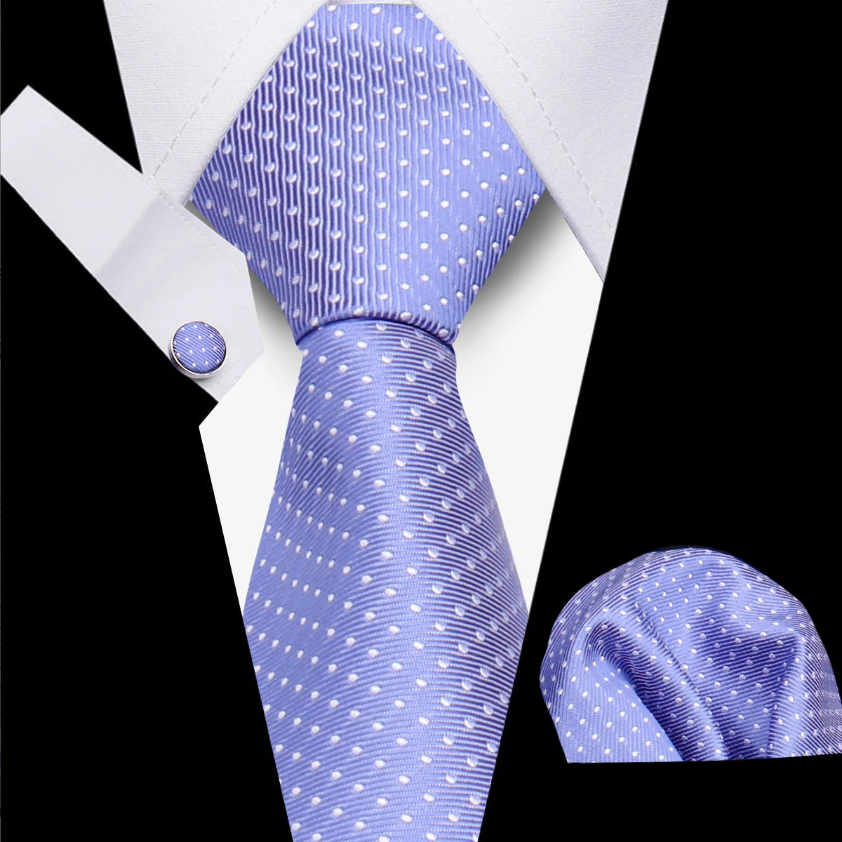 Classic Elegant Ties For Men Fashion Gifts Striped Solid Necktie Handchief Cufflink 3 Pcs Set Wedding Business Suit Accessories