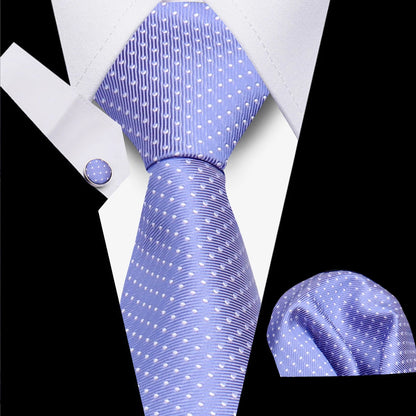 Classic Elegant Ties For Men Fashion Gifts Striped Solid Necktie Handchief Cufflink 3 Pcs Set Wedding Business Suit Accessories