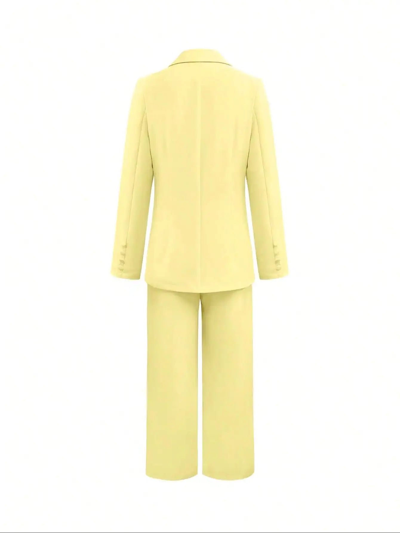 Two-piece solid-color button women's suit, suitable for year-round office wear.