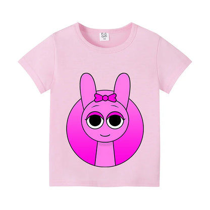 Sprunki Kids T-shirt Summer Children Incredibox Game Cotton Short Sleeve Top Boy Anime Fashion Cute Tee Girl Casual Clothes Gift