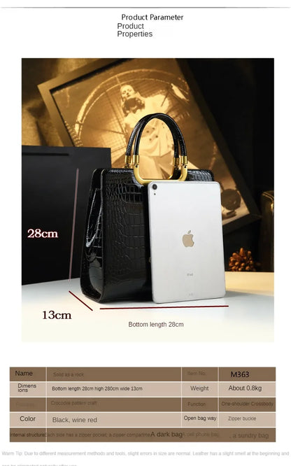 High-grade light luxury handbag 2024 new autumn and winter fashion Tote bag women's crocodile print single shoulder crossbodybag
