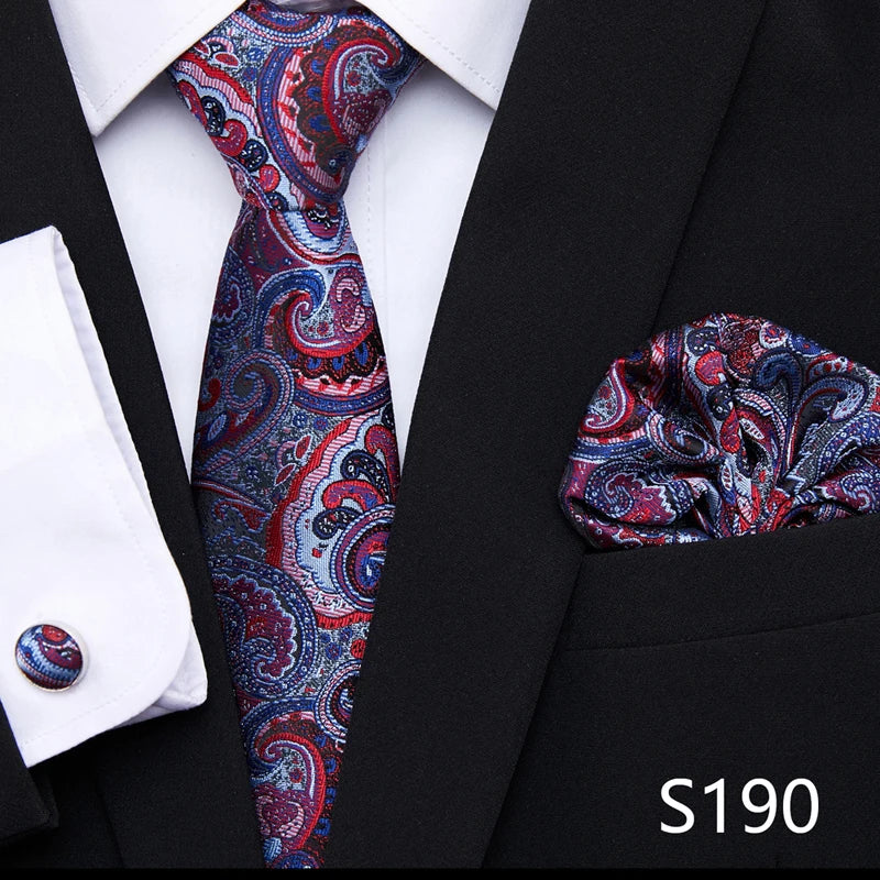 Hot Sale Holiday Gift Tie Pocket Squares Cufflink Set Necktie Dot Man Dark Grey Wedding Accessories Performance