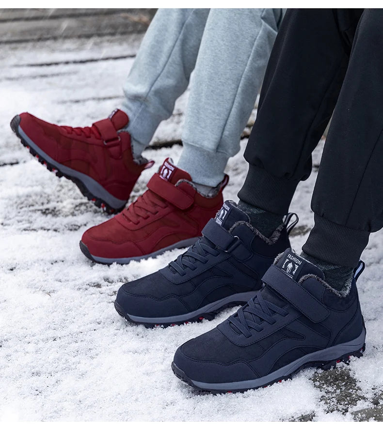 Warm Men Women Winter Boots With Fur Size 35-45 Snow Boots For Unisex Fashion Outdoor Sneakers Women Men Ankle Boots