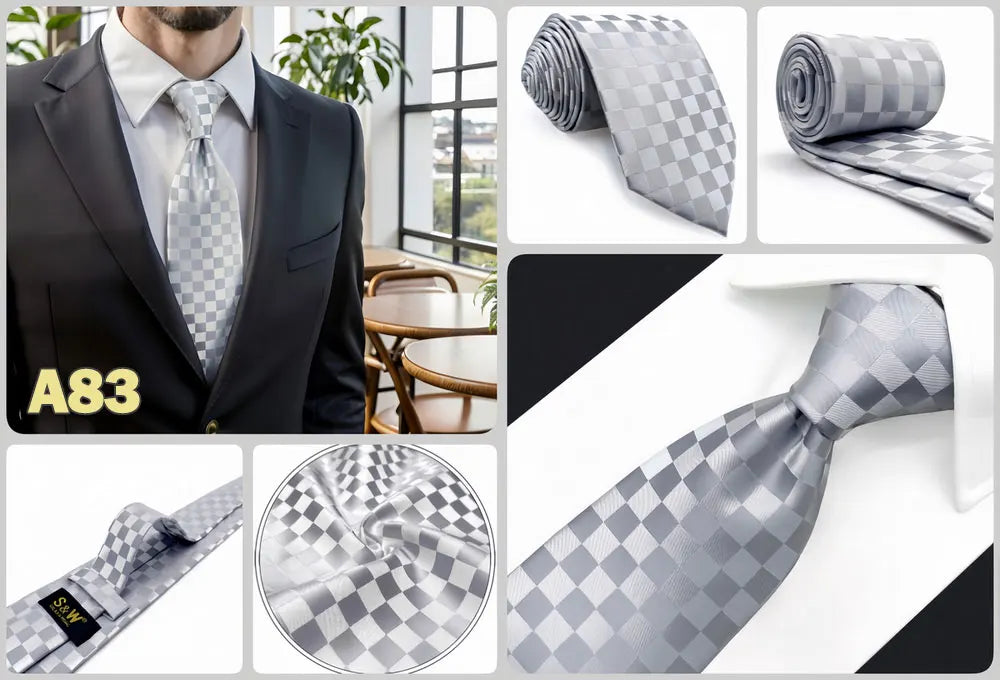 Blue Mens Necktie Silk Brown Ties for Men Wedding Guest Gift Classic Gray Party Christmas Dropshipping