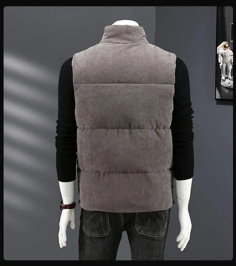 Waistcoat Male Wintertime Cotton Sill Young Person Korean Version Corduroy Vest Thickening for Warmth Men's Handsome Vest Jacket