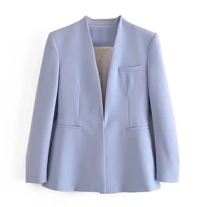 KONDALA Office Lady Beige Women Suits Long Sleeve V Neck Oversized Blazer+High Waist Wide Leg Pants Fashion 2025 Vintage Sets