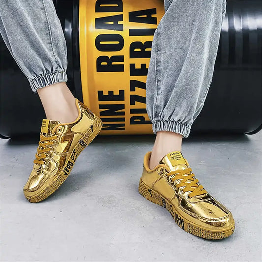 Gold-colored 36-42 Mens Chinese Style Shoes Casual Husband Sneakers Skate Trainers Sport Deporte Sapatenos Shouse