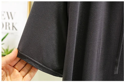 Spring Summer Hooded dress half sleeves Modal Casual Loose Long dress Solid colors female clothing streetwear