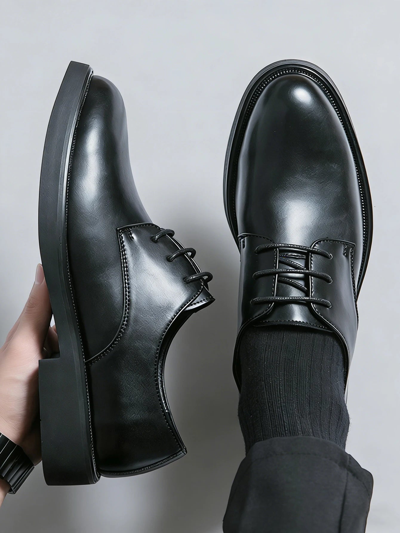 Classic Men Dress Shoes Lace Up Derby Shoes Formal Business Lesther Shoes Anti Slip Wear-resistant Office Daily Casual Shoes