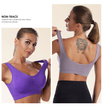 Women Sexy Bra Plus Size Seamless Breathable Brassiere Wire Free Bralette Underwear Comfortable Active Padded Brassiere Crop Top