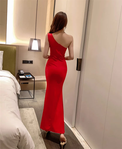 Spring Women Red Evening Party Dresses Short Sleeve V Neck Fit And Flare Long Maxi Summer Dress Lady Prom Gown Robe Longue Femme
