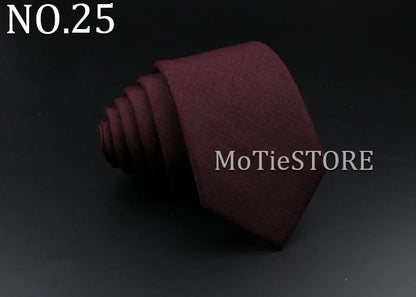 Men's Plaid Tie Cotton Black Grey Red Necktie Handmade Wool Narrow Collar Ties Wedding Business Party Suit Shirt Gift Accessory