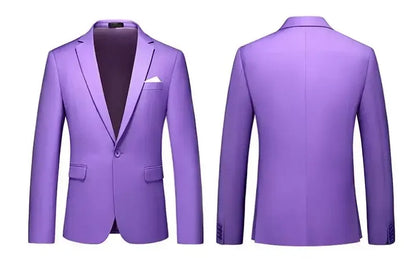 New Men Pure Colour Business Social Office Suit Slim Fit Jacket Fashion Simple Groom Wedding Tuxedo Dress Blazers Coats