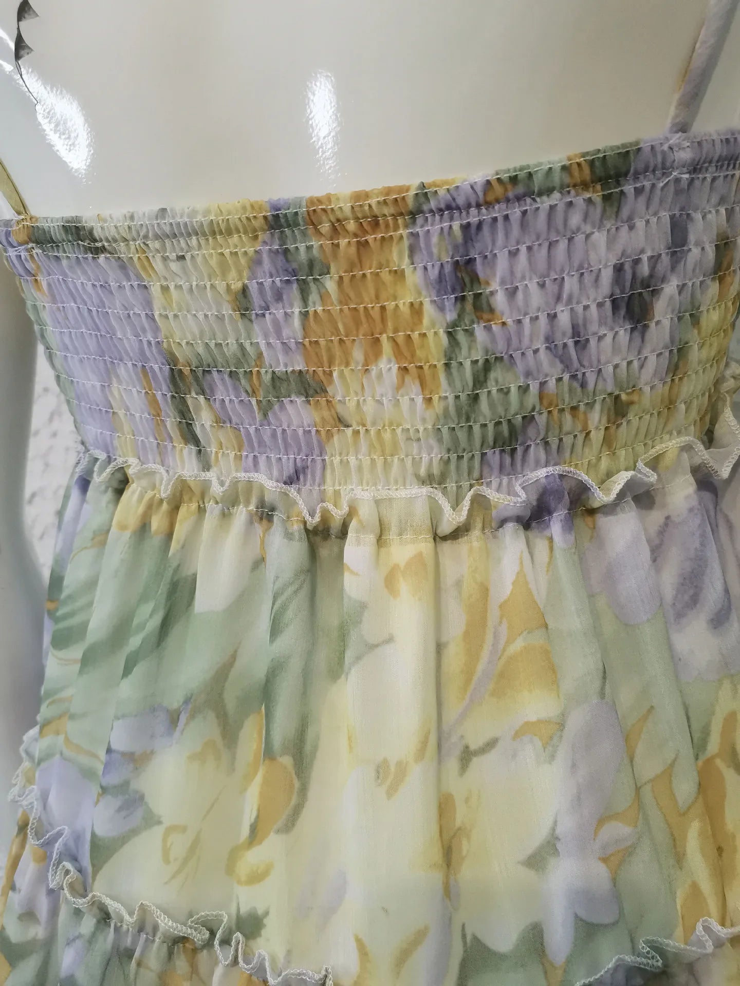 Spring Summer Print Floral Dress for Women Chiffon Strapless Sleeve Backless Ruffles Mini Dress Chic Lady Beach Vacation 2025 Fa