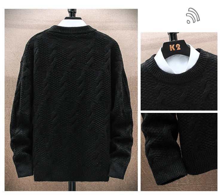 Round Neck Knitwear Sweater New Autumn/Winter Mock Neck Sweatshirts Solid Color Pullovers Man Brand Casual Mens Clothing