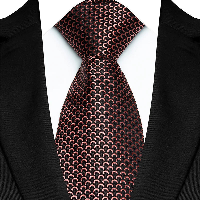 Luxury 8CM Mens Necktie Brown Orange Color Dot Stripes Ties For Man Groom Jacquard Woven Neck Tie For Business Wedding Party
