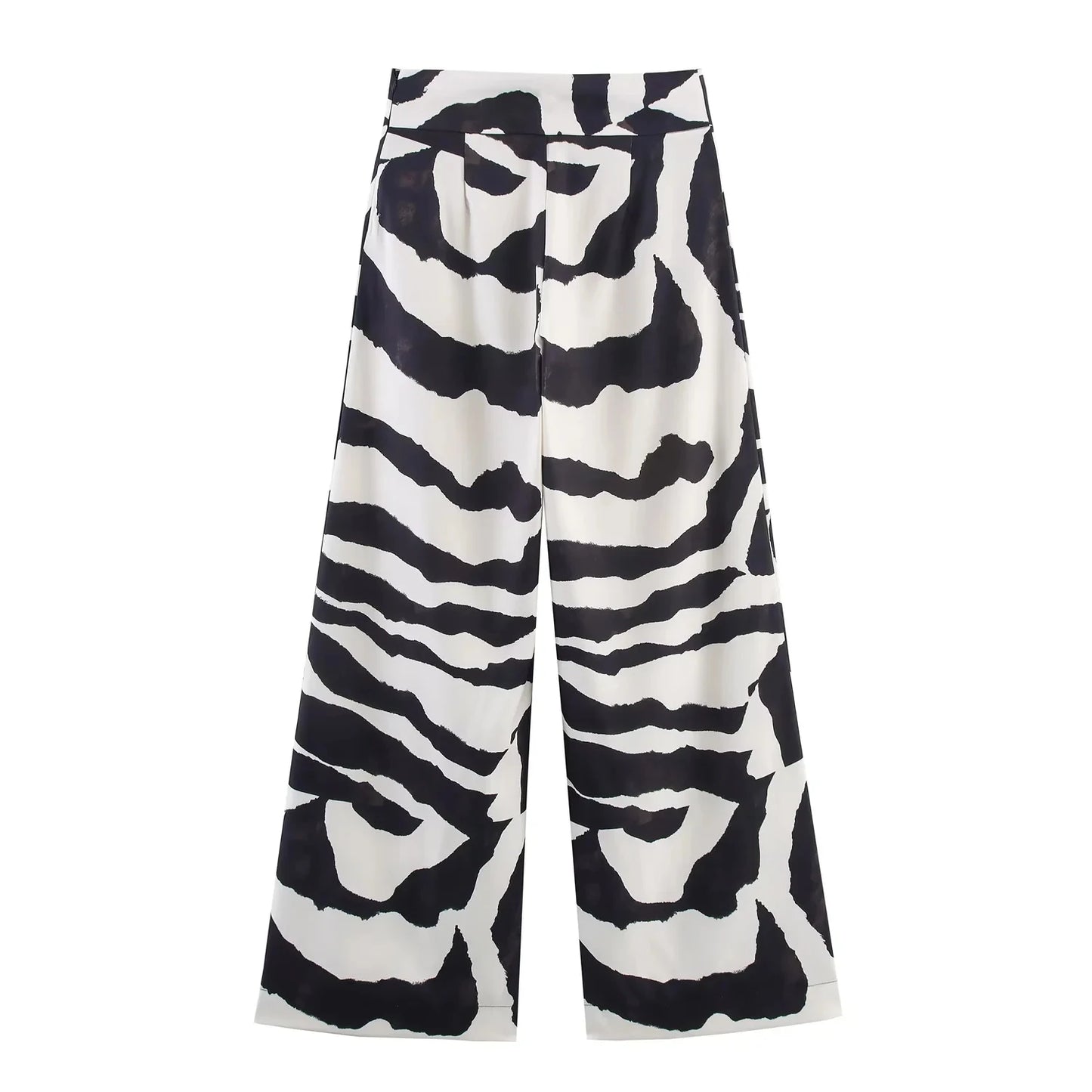 KONDALA Vintage Zebra Print Women Suits V Neck Oversized Long Blazer High Waist Wide Leg Pants Fashion 2025 Fall Streetwear Suit