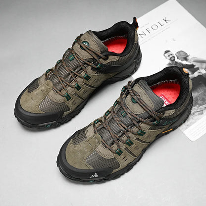 HIKEUP Men's Hiking Shoes Suede Leather Outdoor Shoes Wear-resistant Men Trekking Walking Hunting Tactical Sneakers
