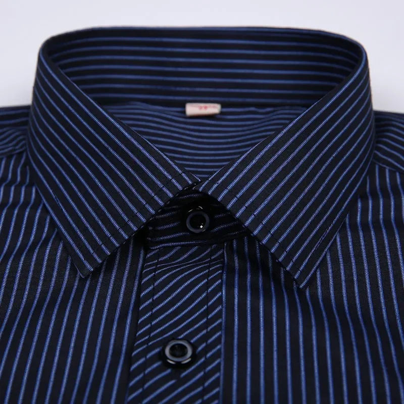 New  Formal Fashion Social Long Sleeved Business Work Plus Size Mens Striped Dress Shirts Smart Casual Shirt SIZE 47 48