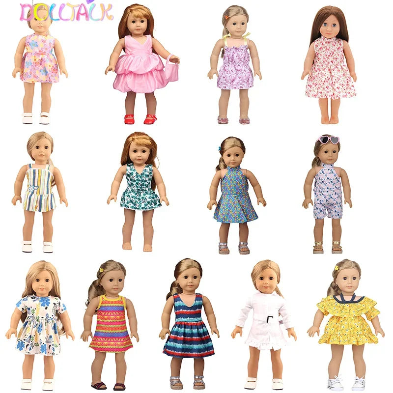 Toy Accessorie White Fashion Dress For 43 Cm Baby New Born Dolls For 18 Inch American Doll Toys For Girl's Gift