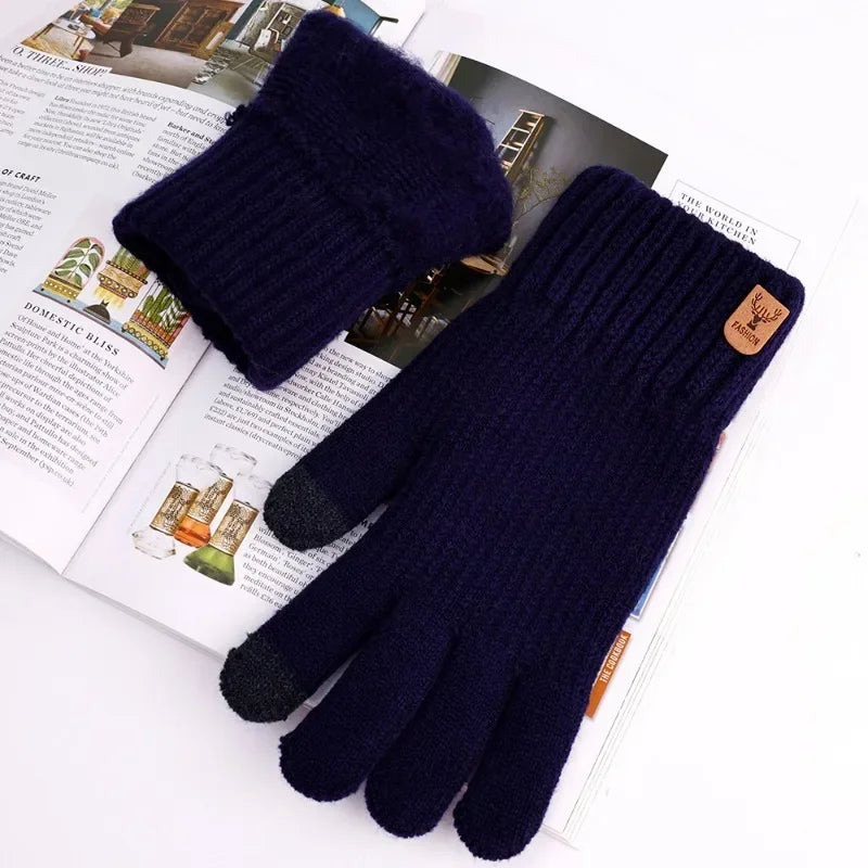 Men's Warm Gloves Winter Plush Thick Insulation Gloves For Men Women Screen Anti Slip Wind Cold Resistant Mittens Warm Gifts