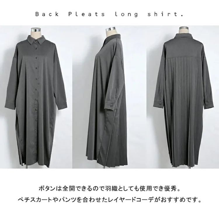 Spring Long Shirt Dress A-line Women's Dress Elegant Pleated Long Sleeve Casual Dresses Female Fashion Oversize Ladies Clothes