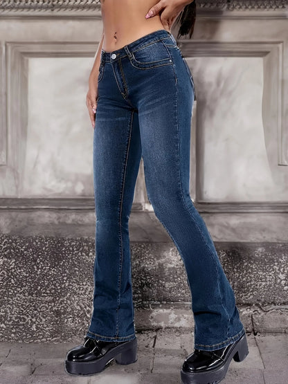 2024 new women's jeans women's blue straight high waist slimming mid stretch all-match Denim trousers