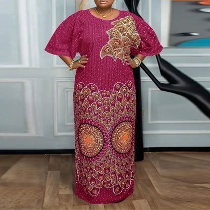 VONDA Women Evening Dresses 2024 Bohemian Round Neck Flare Sleeve Vintage Style Maxi Dress Party African Ethnic Long Vestidos