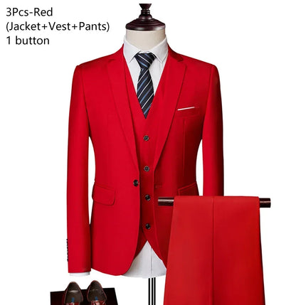 Elegant Suits For Men Wedding 3 Pieces 2 Set Luxury Fashion Classic Full Jackets Vest Pants Blazers Outfit 2024 Formal Costume