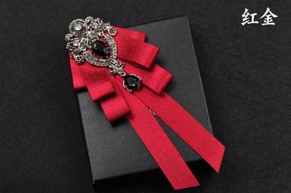 Fashion Handmade Bow Tie Wedding Collar Luxury Rhinestone Bowtie Necktie Brooch Pocket Towel Square Set Gift for Men Accessories