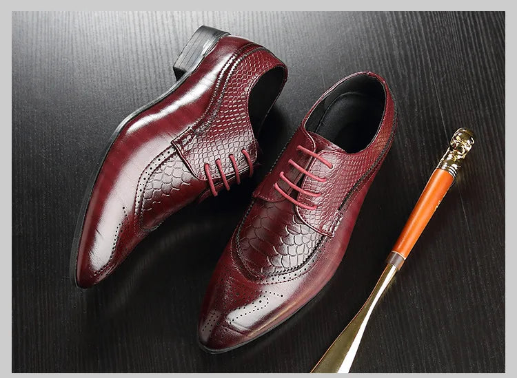 Business Casual Formal Lace-up Leather Shoes Men British Oxford Breathable Hombre Shoes Plus Size Office Wedding Flat Male Black