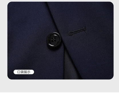 Blazer New Men's Fashion Business Solid Color British Style Professional Work Groom Wedding Dress Best Man Blazer Jacket