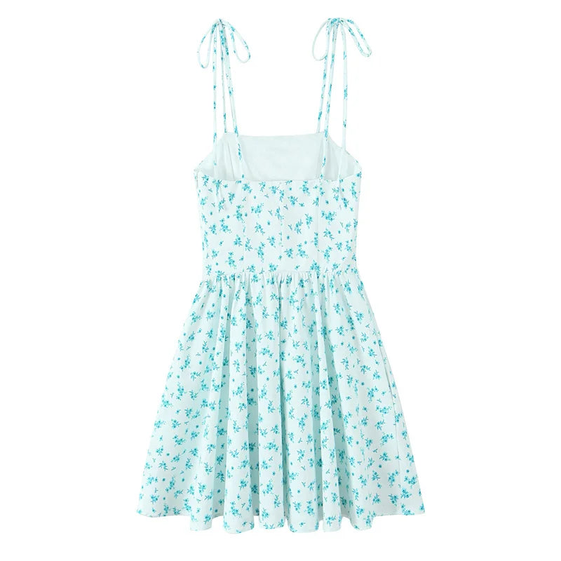 Women's Dresses Spring 2025 New Floral Print Mini Dress Sexy Suspenders Fresh and Sweet Girl Summer Mint Cool 4661382