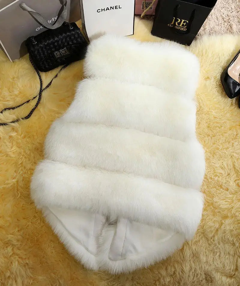 2022 New Fashion Faux Fur Coat Winter Coat Women Waist Fur Gilet Women's Jacket Vest For Ladies