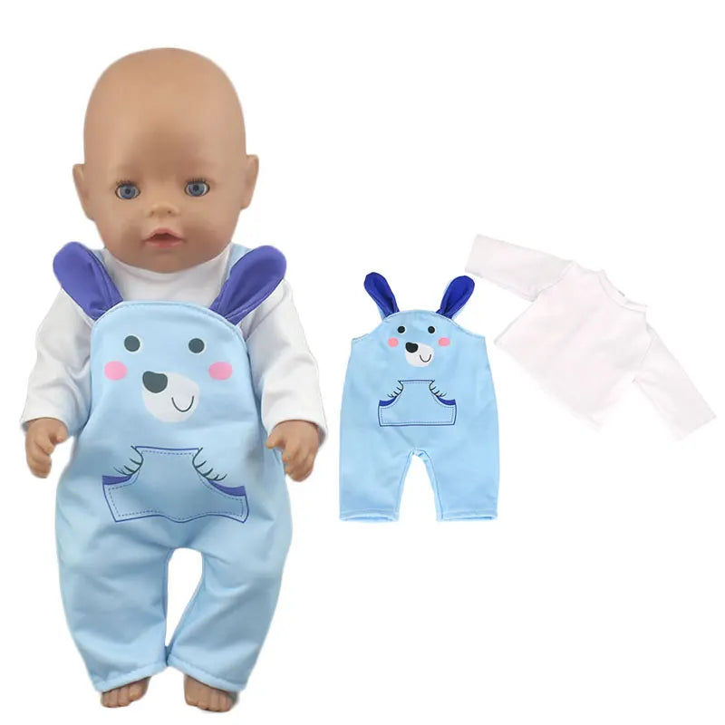 2023 Fashion Doll Jump Suits Fit For 43cm Baby Doll 17 Inch Reborn Baby Doll Clothes