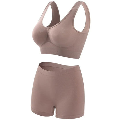 Seamless Bra Set Women Low Waist Underwear Female Tanks Bra Top Sexy Boyshort Panties Girls Casual Sports Lingerie Set Intimates