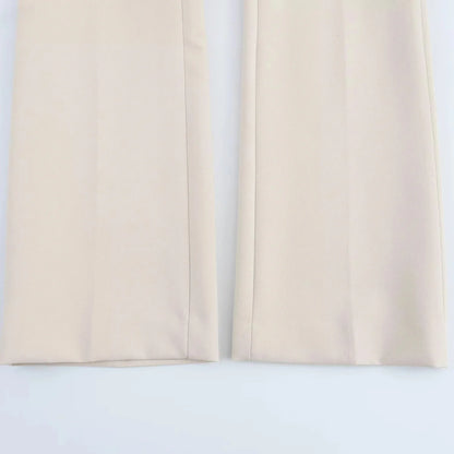 KONDALA 2026 Spring Summer Elegant Office Lady Solid Suits Fashion Slim Single Button Shrug Blazers Chic Zipper Flare Pants